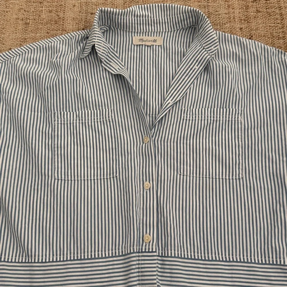 Madewell Courier Stripe Button Down Shirt Blue White XS - Picture 2 of 8